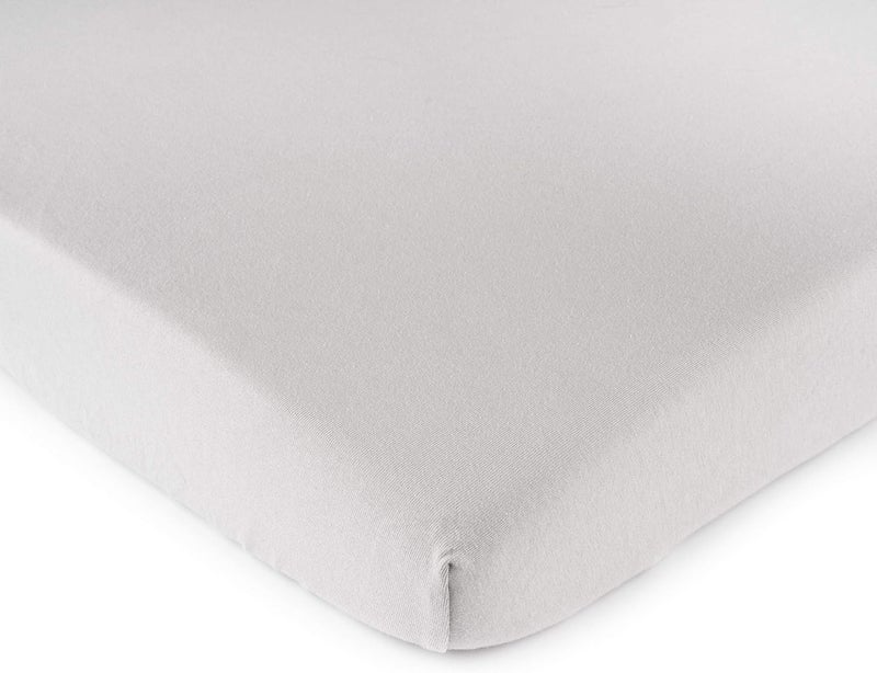 SHEETWORLD.COM SheetWorld Fitted Pack N Play Playard Sheet Compatible with Maxi COSI Swift Play Yard 31 x 39 inches, 100% Cotton Jersey, Hypoallergenic, Butter Soft, Silver Grey, Made in USA - Image 1